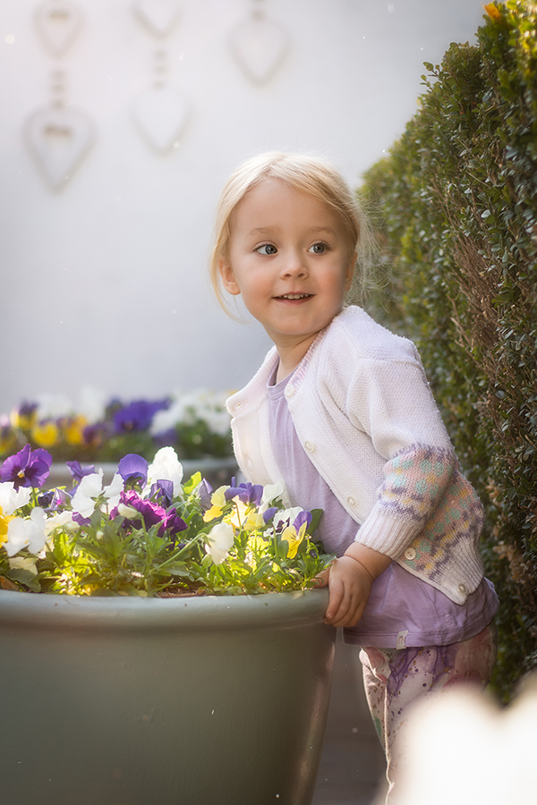 girl by flowers